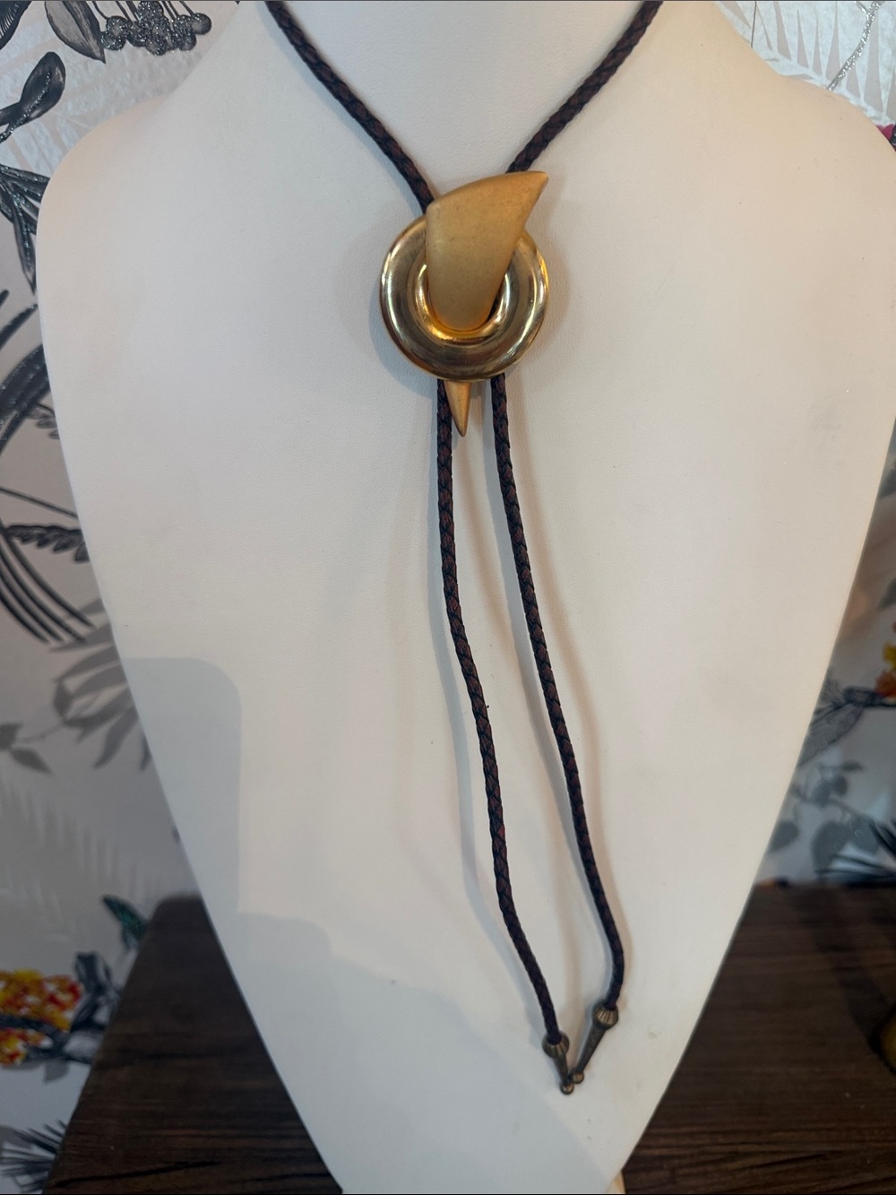 Audrey Limoges Collection Handmade Gold-tone Bolo Tie